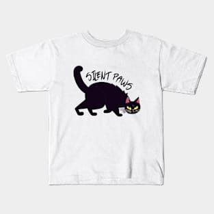 Sneaky Black Cat- Silent Paws Kids T-Shirt